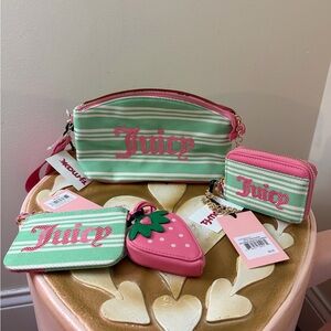 Set of 3 Juicy Couture Retro Green Juicy Paradise Wristlet, Mini Bundle & Pouch